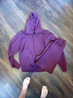 No Boundaries Plum Fleece Hoodie Set medium